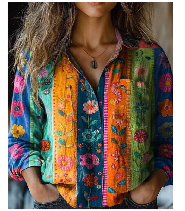 3D Printed Abstract Pattern Women's Long-Sleeved Blouse – Fashion Meets Comfort