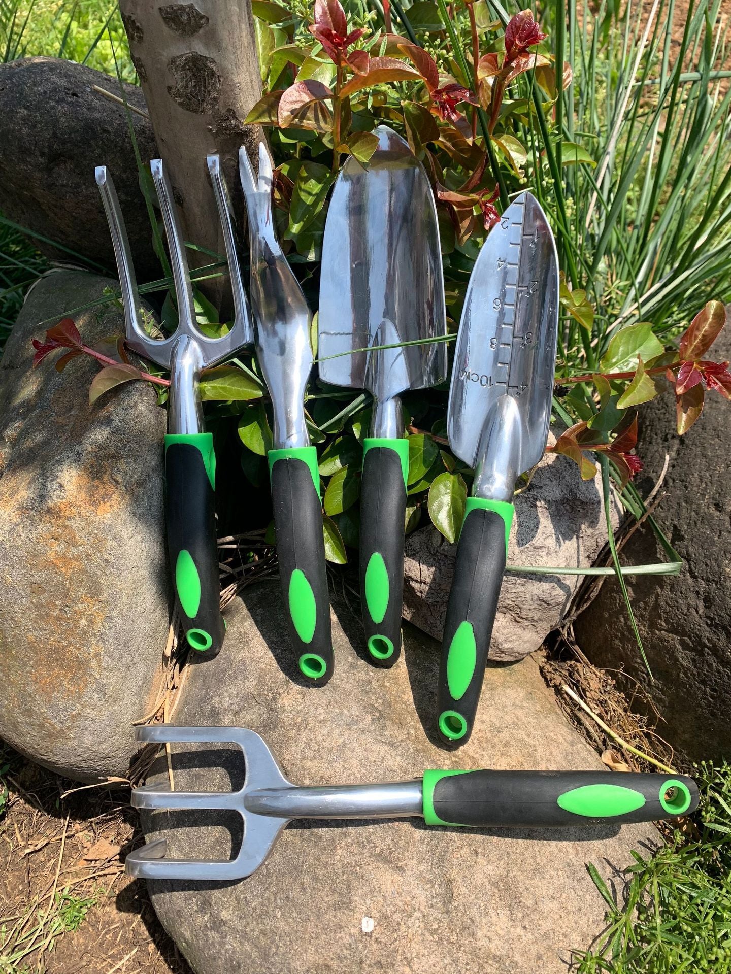 Garden Supplies 9-piece Aluminum Alloy Set, Silicone Two-color Handle Shovel Gardening Tools - myETYN