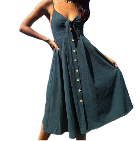 Women's Sleeveless Backless Bodycon Maxi Dress – Summer Spaghetti Strap Evening Party Dress Abib