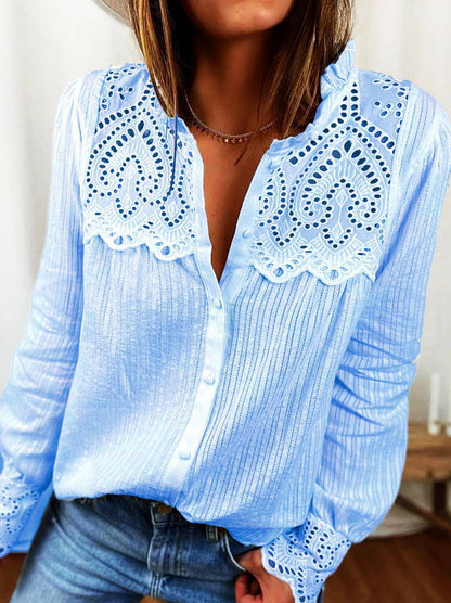 Autumn New Women's Lace Stitching Shirt Women