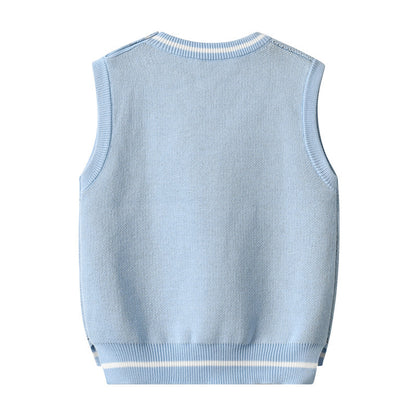 Autumn And Winter New Boys' Knitted Vest Pure Cotton