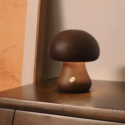 INS Wooden Cute Mushroom LED Night Light With Touch Switch Bedside Table Lamp For Bedroom Childrens Room Sleeping Night Lamps Home Decor - myETYN