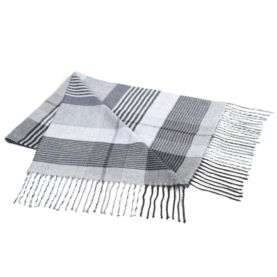 2017 Autumn And Winter New Korean Style Plaid Middle-aged And Elderly Men's Scarf Cashmere-like Warm Scarf Gifts Promotional Products - myETYN