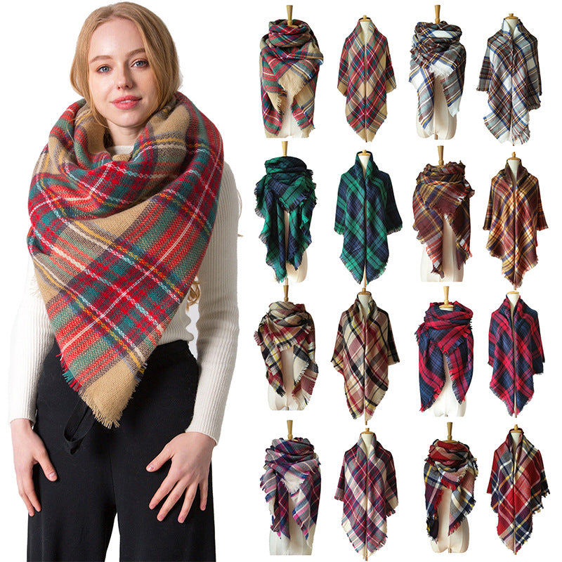 Double-Sided Colorful Plaid Scarf with Cashmere-like Feel - myETYN