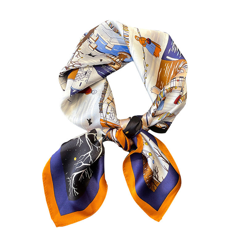 Moscow Night Print Pattern New Autumn And Winter Mulberry Silk Scarf For Women - myETYN