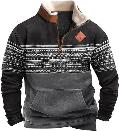 European And American 3d Digital Printing Turtleneck Half Zipper Sweater - myETYN