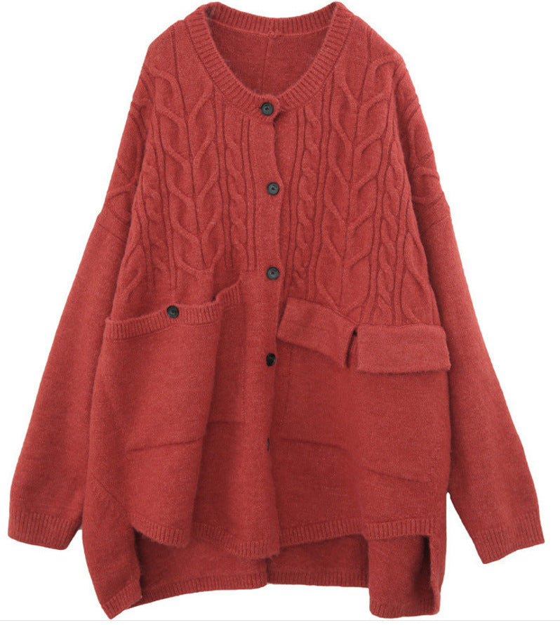 Women’s Long-Sleeved Single-Breasted Cardigan Sweater – Vintage Loose Fit Knitwear