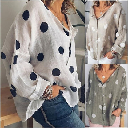 Women's Polkadot Cardigan Fashion Printed Shirt