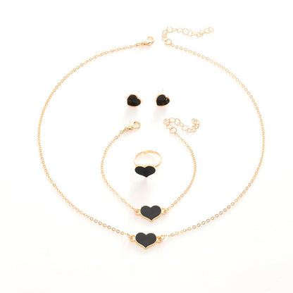 Simple Love Jewelry Women's Fashion Necklace Suit Heart Jewelry Set Gift For Her Fashion Party Jewelry