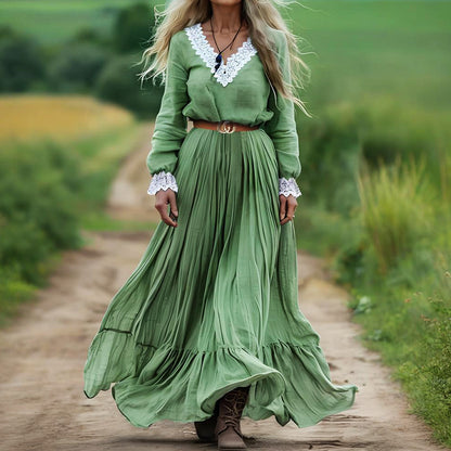 Women's Retro Bohemian Long Cotton And Linen Dress