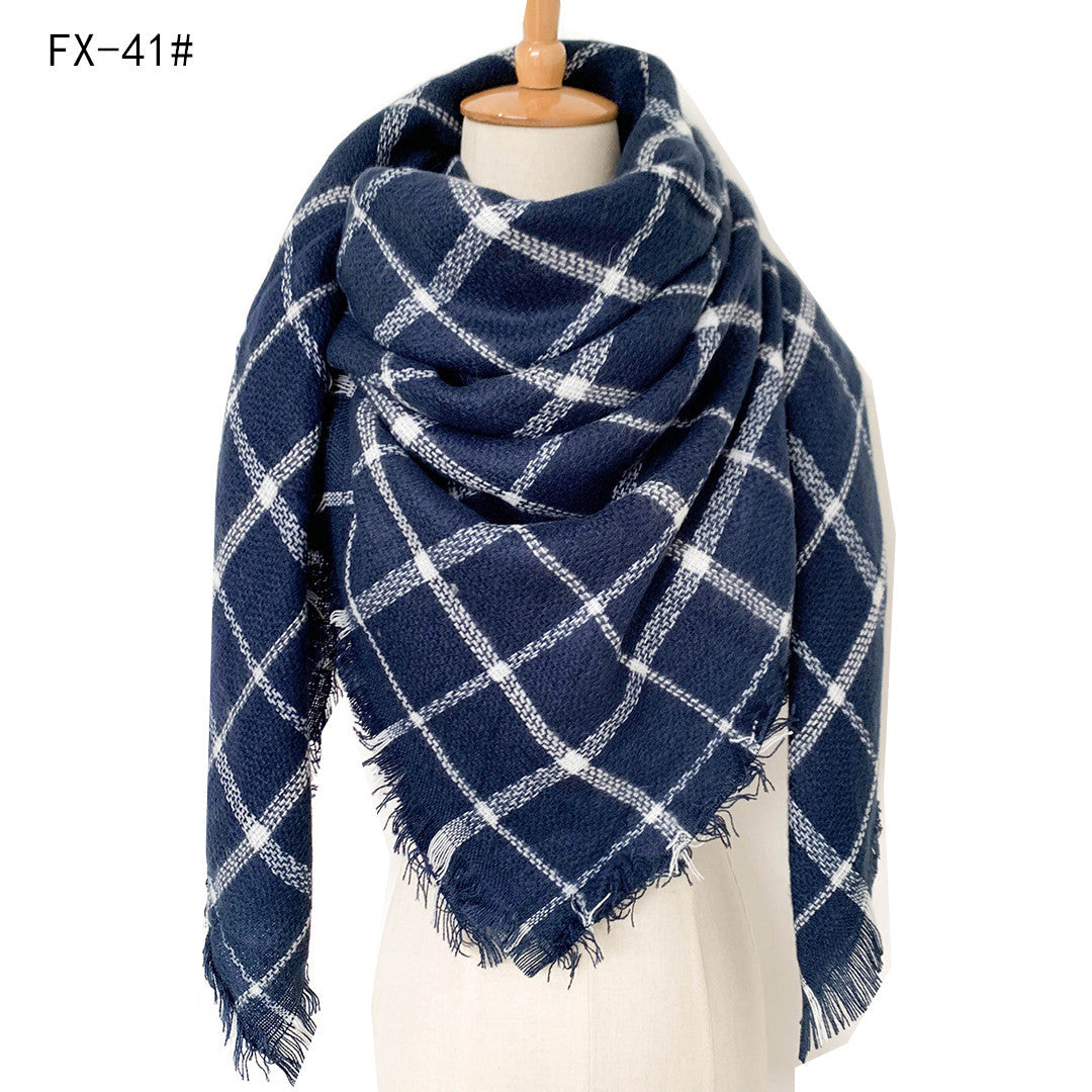 Double-Sided Colorful Plaid Scarf with Cashmere-like Feel - myETYN