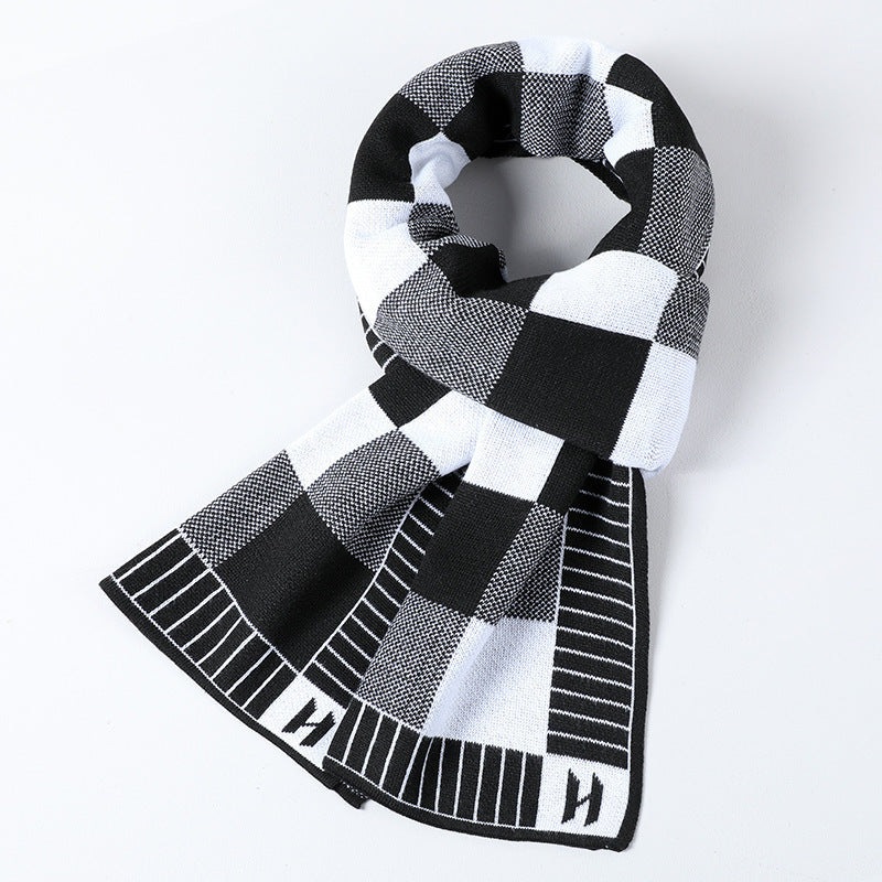 Cashmere Plaid Long Men's Scarf With Neck - myETYN