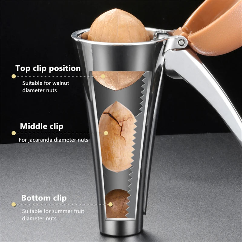 Zinc Alloy Pecan Nut Cracker Walnut Nutcracker Pine Cascanueces Sheller Funnel Frosted Grips Pliers Clamp Kitchen Gadgets - myETYN