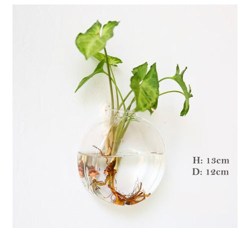 Fashion Wall Hanging Glass Flower Vase Terrarium Wall Fish Tank Aquarium Container Flower Planter Pots Home Garden Decoration