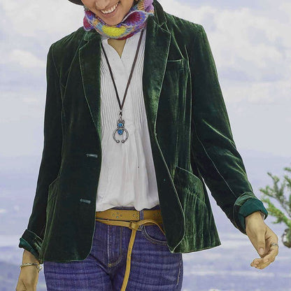 New Gold Velvet Solid Color Fashion Casual Suit Top Women