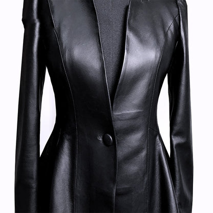 Women’s Slim-Fit Black Short Leather Jacket