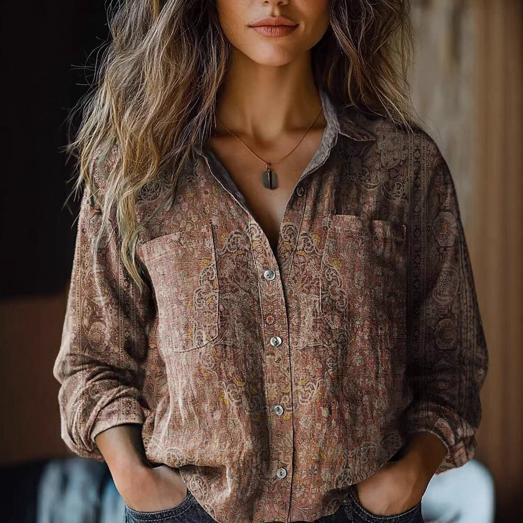 3D Printed Abstract Pattern Women's Long-Sleeved Blouse – Fashion Meets Comfort