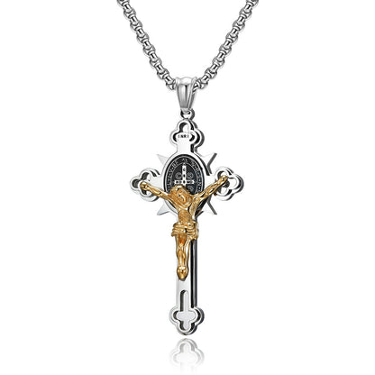 Stainless Steel Cross Necklace Retro Trend Three-dimensional