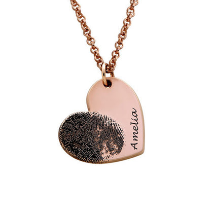 Custom Heart Necklace with Personalized Fingerprint - myETYN