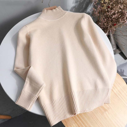 Pullover High-Collar Long-Sleeve Knitted Sweater