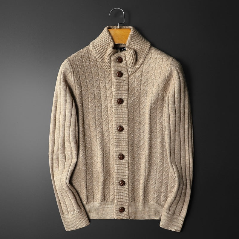 Solid Color Sweater Knitted Sweater Button Men's Cardigan Coat - myETYN