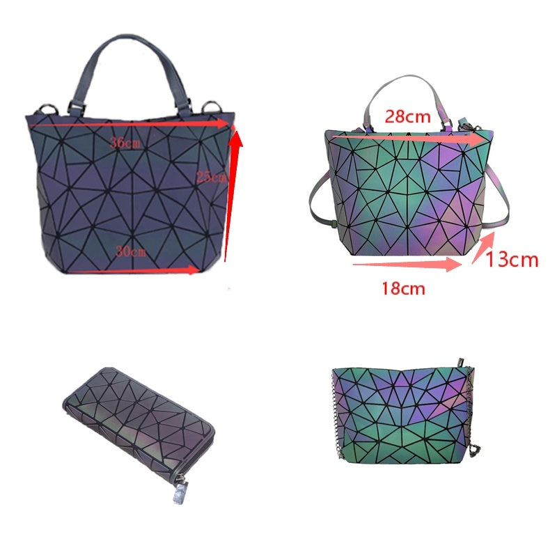 Luminous Makeup Bag Lattice Design Geometric Bag