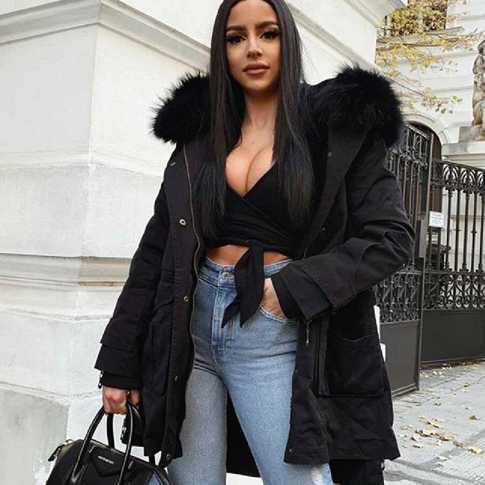 Women’s Faux Fur Collar Winter Coat | Luxury Leisure Polyester Overcoat – XS to XXL