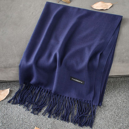 Fashion Simple Solid Color Tassel Scarf Shawl - myETYN