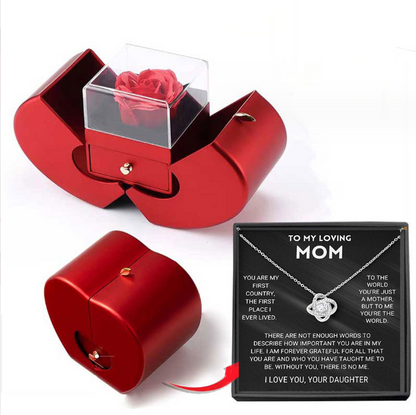 Fashion Jewelry Box Red Apple Christmas Gift Necklace Eternal Rose For Girl Mother's Day Valentine's Day Gifts With Artificial Flower Rose Flower Jewelry Box - myETYN