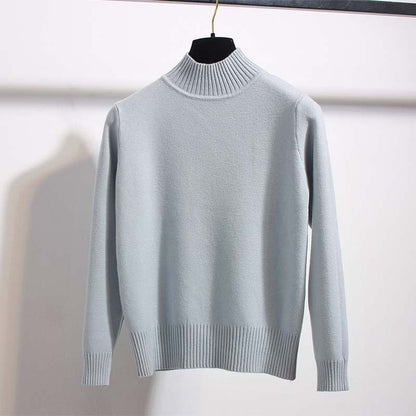 Pullover High-Collar Long-Sleeve Knitted Sweater
