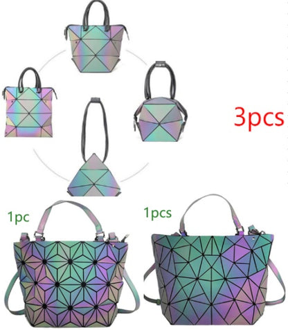 Luminous Makeup Bag Lattice Design Geometric Bag