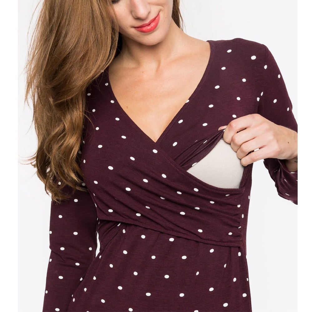 Deep V-neck print long sleeves - myETYN