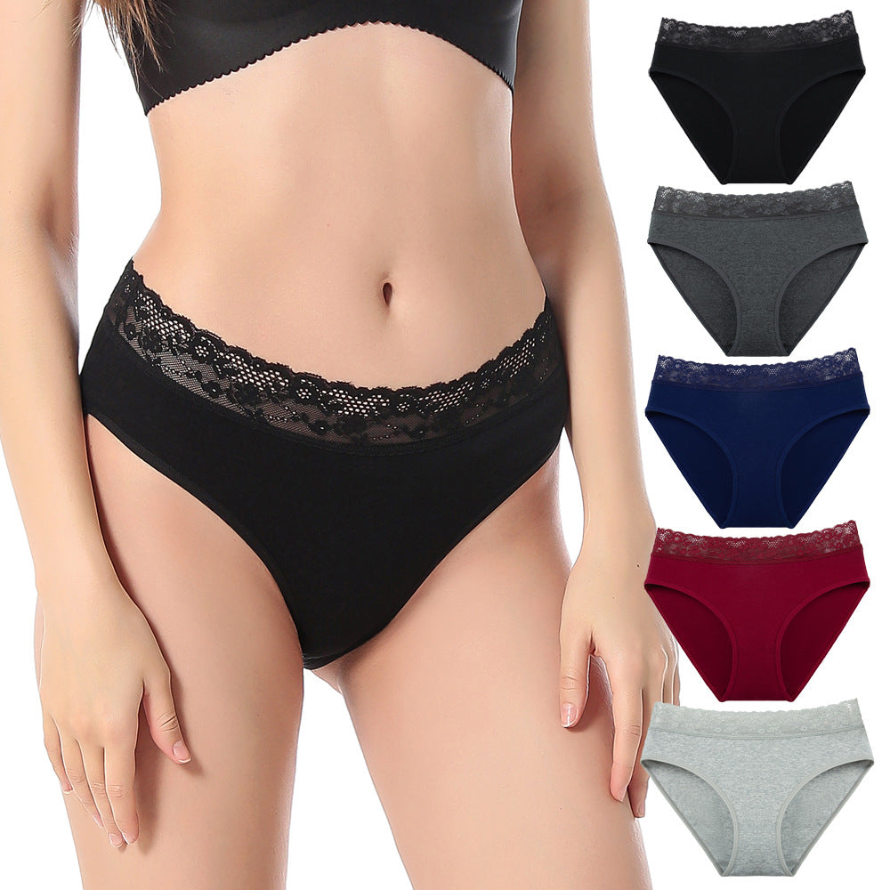 Women's Cotton High Waist Lace Briefs - myETYN