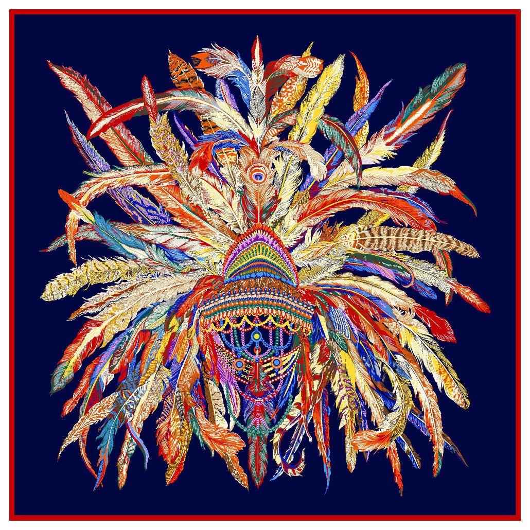 Indian Feather Crown Ladies Faux Silk Scarf