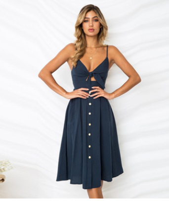 Women's Sleeveless Backless Bodycon Maxi Dress – Summer Spaghetti Strap Evening Party Dress Abib