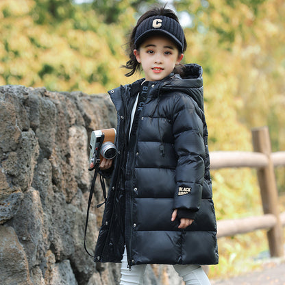 Fashion Girls Down Jacket Mid-length Thickened