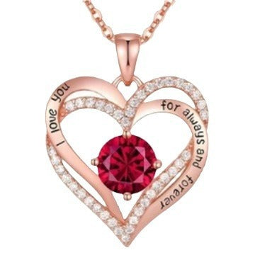 Necklace Female Red Sapphire Pendant Clavicle Chain Jewelry