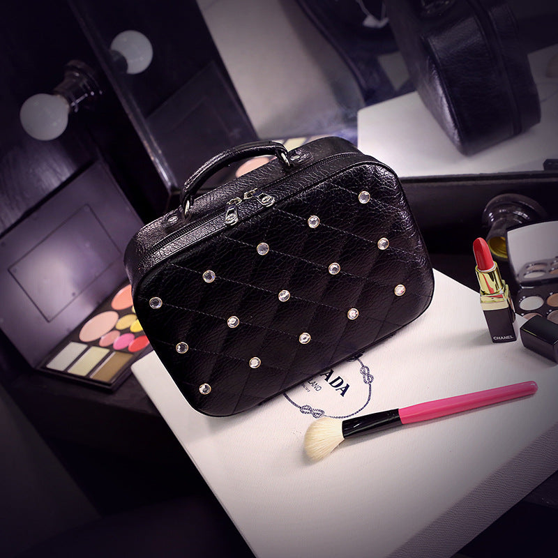 High-end Cosmetic Case With Diamond Cosmetic Bag PU Portable - myETYN