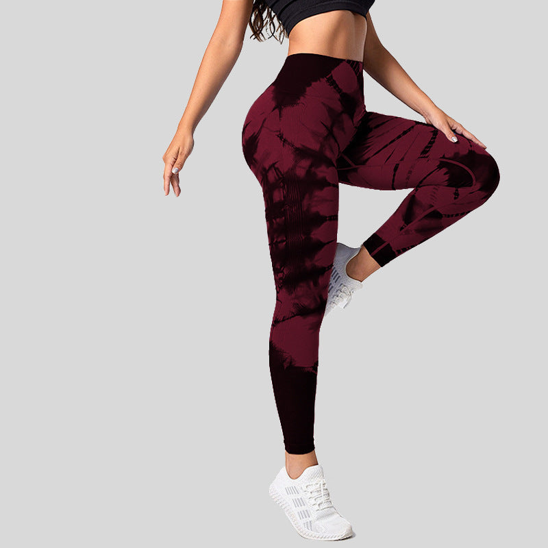 High Waist Hip Lift High Elastic Tie-dye Seamless Yoga Pants - myETYN