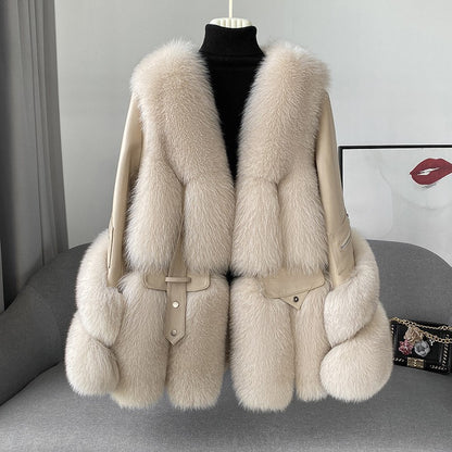 Women’s Medium-Long Fur One-Piece Coat
