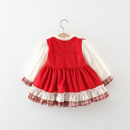 Girl's Plaid Cute Bow Dress