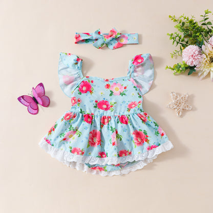 Baby Floral Romper Rompers Jumpsuit Skirt