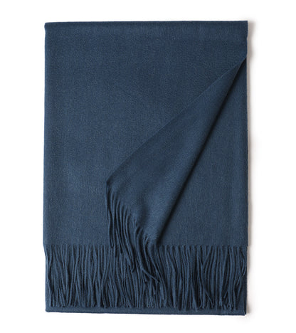 Women’s Solid Color Wool Tassel Scarf – Thick, Warm, Elegant Accessory