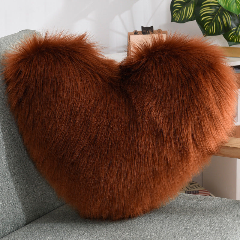 Throw Pillows Heart Shape Long Plush Fluffy Shaggy Cushion Cover Sofa Cushions Decorative Pillow Covers Pillowcase White