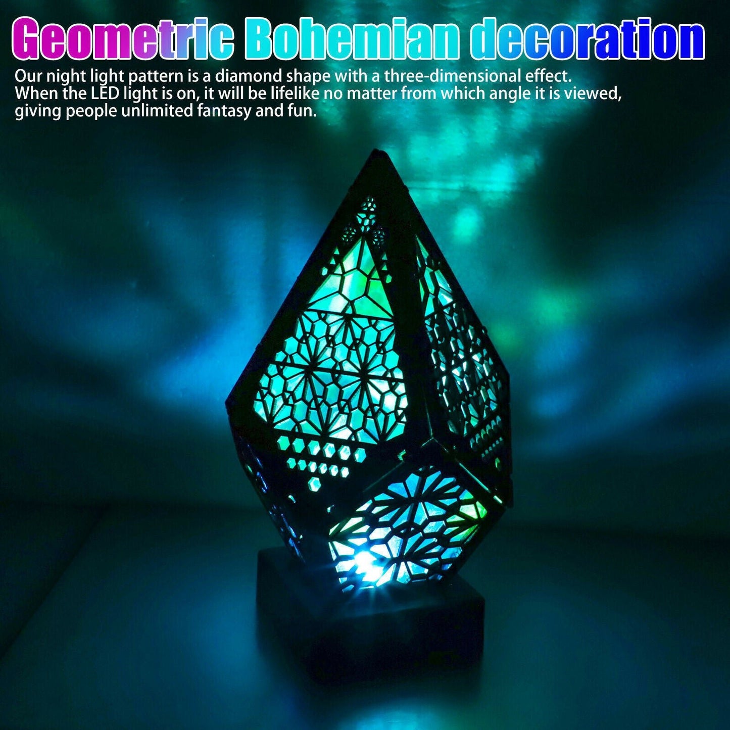 3D Colorful Bohemian LED Night Light Polar Star Starry Sky Floor Projection Lamp - myetyn