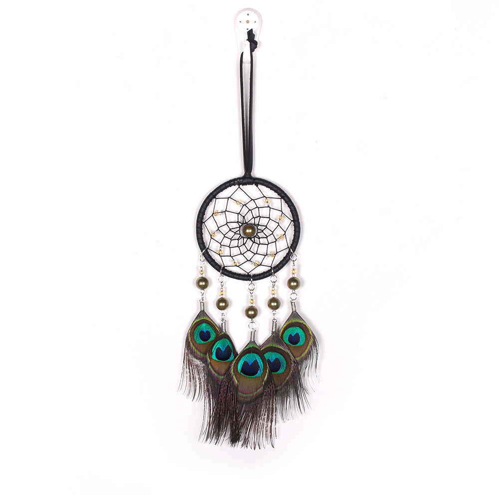 Peacock Fur Dreamcatcher Ornament Indian Creative Spirit Retro Furnishings Hanging Ornament