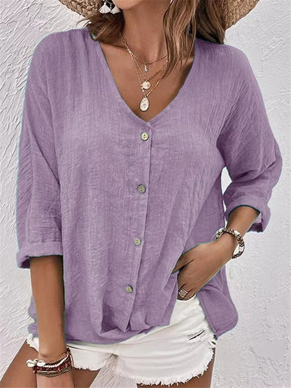 Cross-border New Arrival Women's V-neck Buttons Chiffon Cardigan Long Sleeve