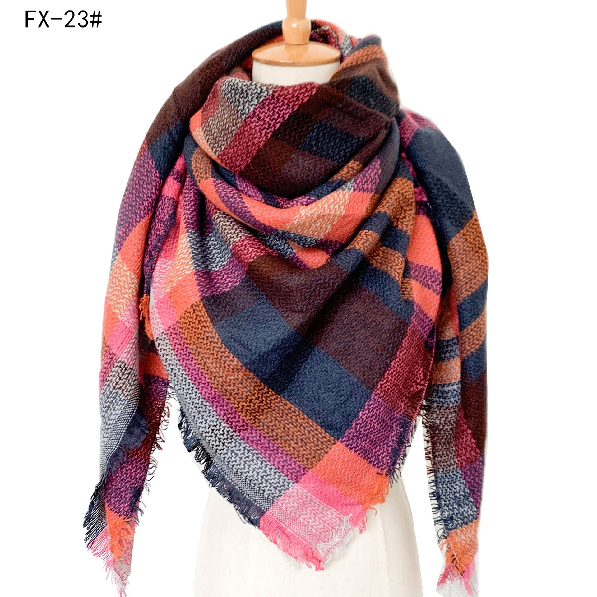 Double-Sided Colorful Plaid Scarf with Cashmere-like Feel - myETYN