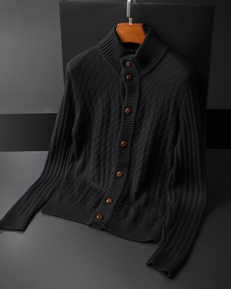 Solid Color Sweater Knitted Sweater Button Men's Cardigan Coat - myETYN