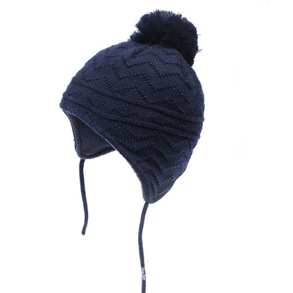 Children's Winter Knitted Cotton And Fleece Warm Cotton Hat